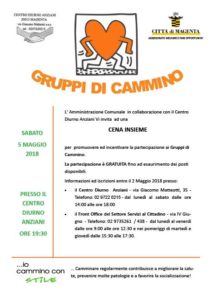 Gruppi di Cammino Cena Insieme: sabato 5 maggio